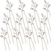 Luinabio 12 Pcs Crystal Bride Hair Pins Bridal Wedding Pearl Rhinestone Hair Pieces Vintage Wedding Accessory Party for Women Bridesmaids(Rose Gold)