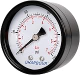 Uharbour Dual Scale Manometer 100psi/7bar Low Pressure Gauge 1/4" BSPT Back view 2