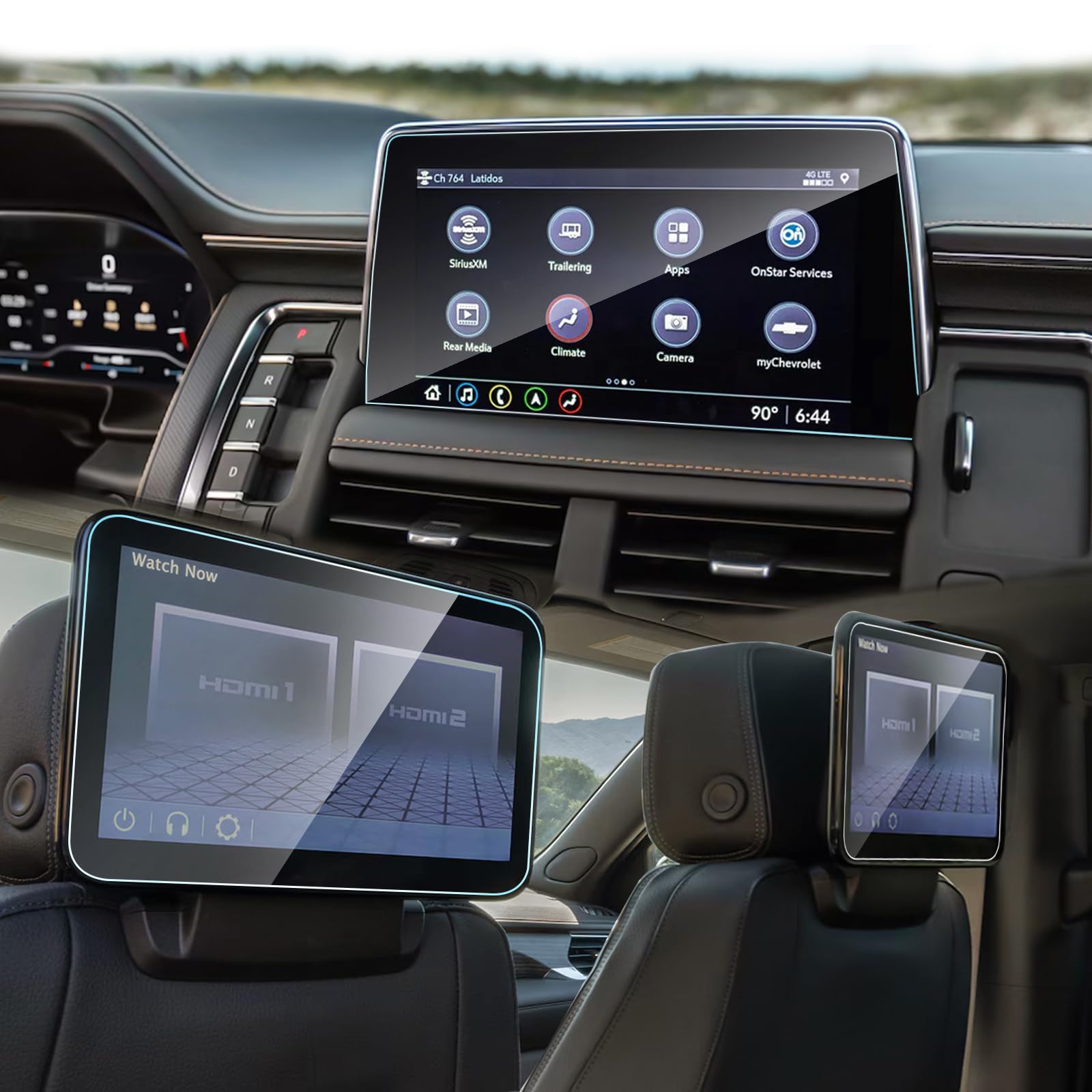 Photo 1 of Sinminou 3PC Screen Protector Compatible with 2021-2025 Chevy Tahoe Suburban & GMC Yukon Accessories, Tempered Glass Protective with 10.2In Infotainment Screen & 12.6In Rear-Seat Screen Film