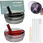 2 Pcs Detachable Flip Straw Lid for Stanley 40oz Quencher ProTour,100% Leak-proof Lid for Stanely 40oz Cup Accessories,Spill Proof and Splash Resistant Tumbler Cover(Black-Red)