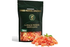 Cravers Delight Dried Papaya Chunks – 16 oz of Dehydrated Papaya Fruit, Lightly Sweetened with Natural Cane Sugar – Tropical Dried Fruit Basket Gift in Premium Bag – Non-GMO Gluten Free Vegan Snack