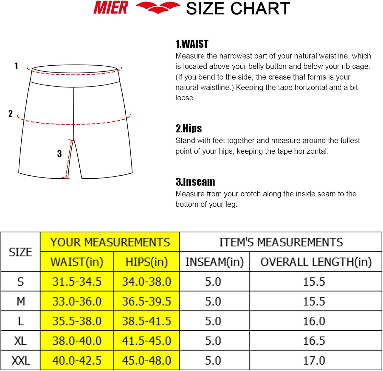 MIER Men's Workout Running Shorts Quick Dry Active 5 Inches Shorts with Pockets, Lightweight and Breathable: Clothing