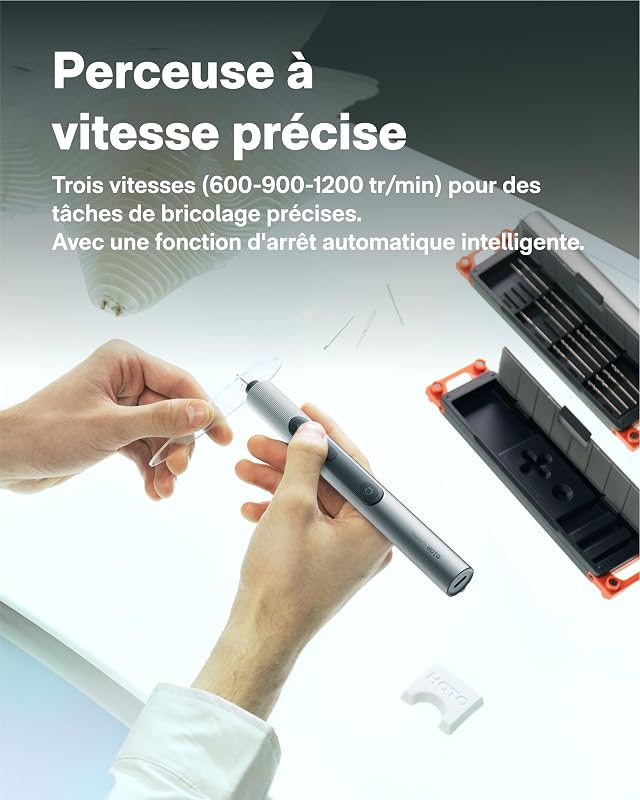 SNAPBLOQ D-A03 Kit de perceuses électriques sans fil à 3 vitesses, LED, 20 en 1 Kit portable pour bijoux, résine, plastique, bois, bricolage