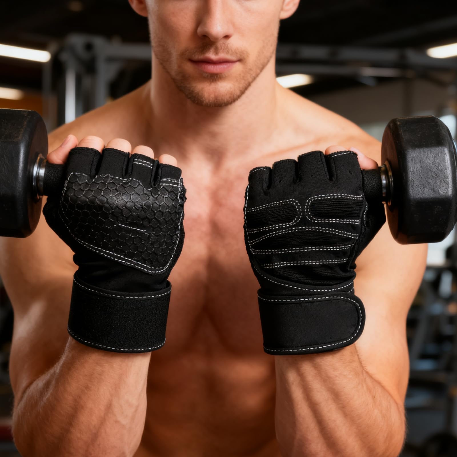 kyopyno Workout Gloves for Men & Women - Breathable Weight Lifting Gloves for Gym, Weightlifting, Cross Training, Pull-Ups,Fits Palm 7‘’-8.3‘’