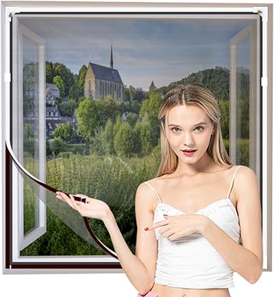 NeatiEase Adjustable Magnetic Window Screen 90x140 cm White Frame Black Mesh