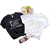 Mr and Mrs Shirts Custom Date Wifey and Hubby Shirts Bride and Groom Tees Wife and Husband Tshirts Honeymoon Tshirts for Couples Matching Est Date Just Married Tees