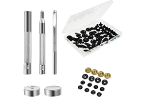 12 Sets Leather Snap Fasteners Kit, 0.6inch Metal Snap Buttons Set with 4 Installation Tools Rustproof DIY Leather Buckles fo
