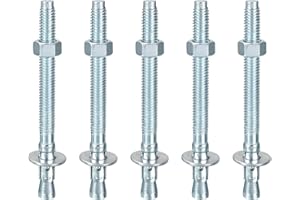 DTGN 3/8" x 4-1/2" Wedge Anchors - 5Pack - Good for Cement and Concrete Wall - Carbon Steel Zinc Plated Screw Bolt Nut Expans
