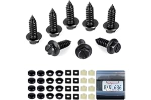Syocsek 8 Pack Car License Plate Frame Screws, 3/4 x 1/4 Inch Black Metal Bolts With Cap Backing Anchors, Fastener Nut for Frames and Covers on Domestic Cars, Trucks, SUVs