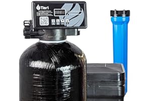 Tier1 Whole House Water Softener System 32,000 Grain High Efficiency with Sediment Pre-Filter | Pre-Filled Mineral Tank with 1 Cubic Foot of Cation Resin | Home Water Filtration System