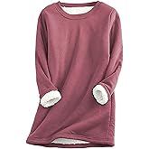 Yeokou Women Warm Sherpa Lined Fleece Crewneck Sport Sweatshirt Pullover Loungewear