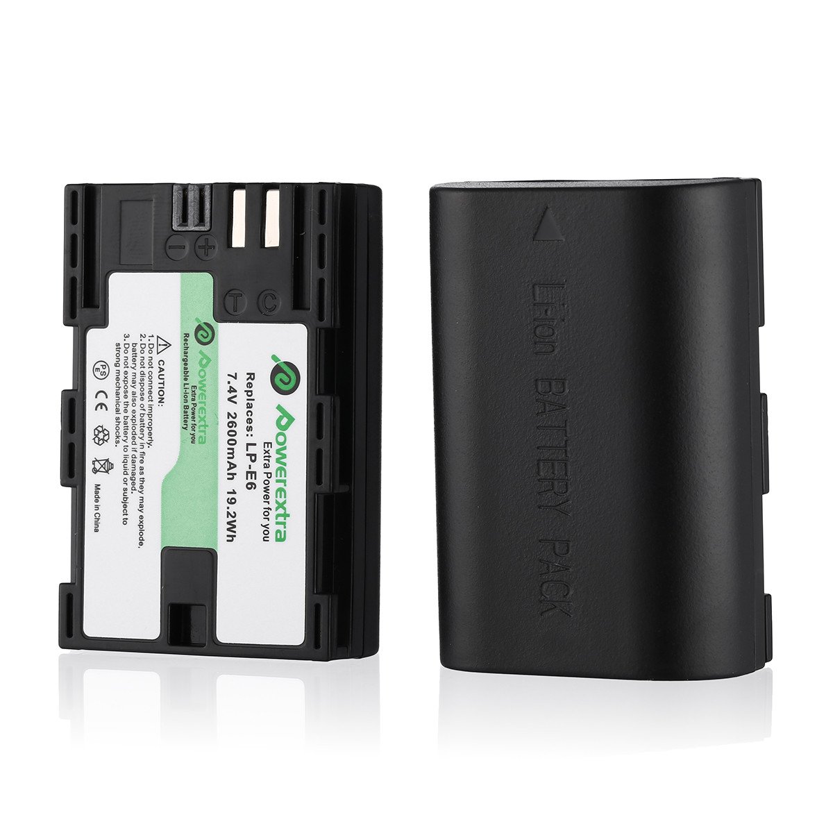 Powerextra 2 paquetes LP-E6 Reemplazo Batería Recargable con Cargador Para Canon 70D, 5D Mark II, 6D, 7D, 5D Mark III DSLR Cámaras