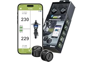 FOBO Bike 2 TPMS (Black) - Wireless Tire Pressure Monitoring System with Bluetooth 5.0 | Real-Time Tire Pressure Sensor | Easy DIY Installation for Motorcycle | Compatible with iOS & Android