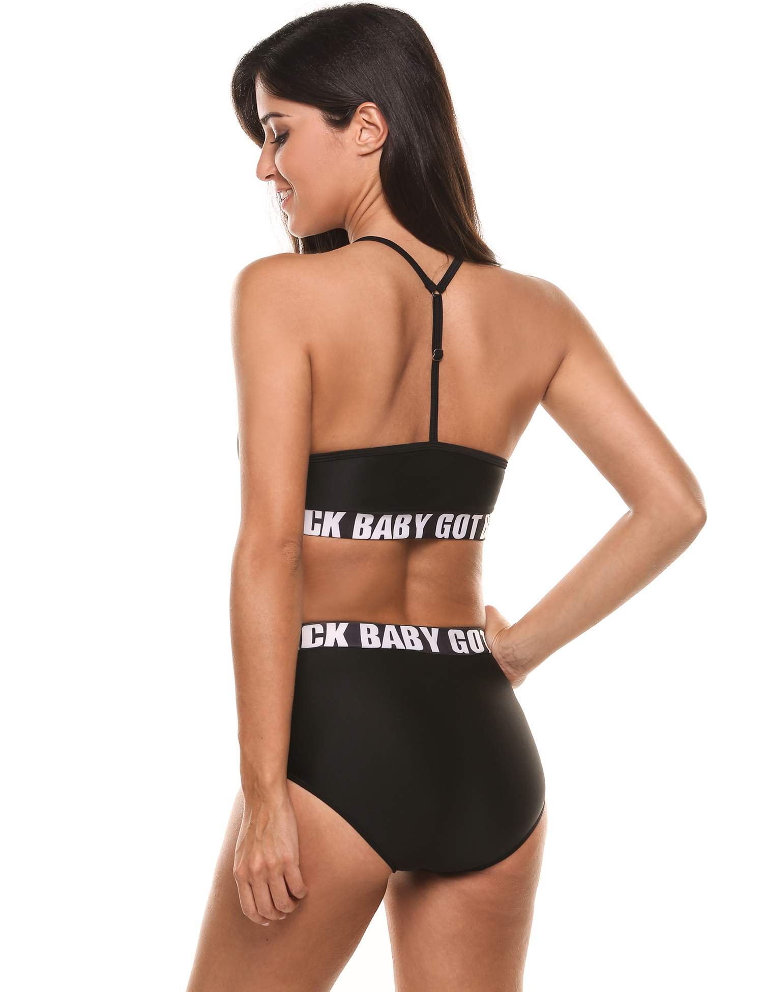 Ekouaer Women Bikini Set Top Push up String Cross strap Fashion Swimsuits