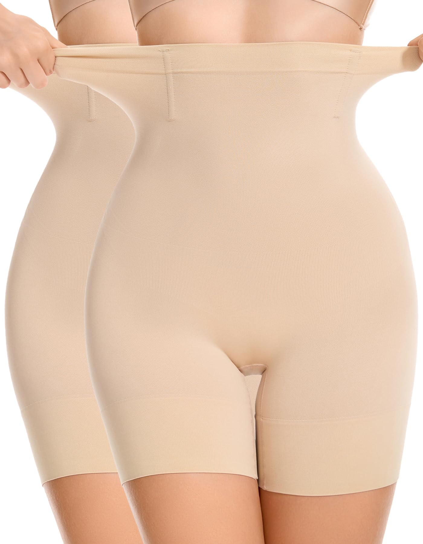 Photo 1 of SIMIYA Shapewear Tummy Control Shorts for Women, 5-IN-1 Body Shaper High Waisted Girdle Boyshort Slip Short for Under Dresses