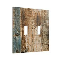 Vintage Brown Wood 2 Gang LightSwitch Plate Cover