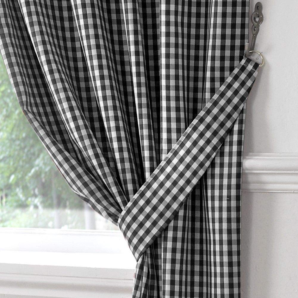 Home Kitchen Gingham Check Blue White Kitchen Curtains Drapes