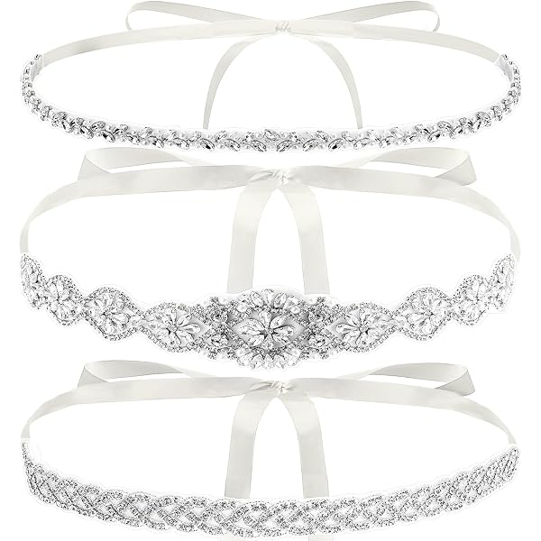 4 Pack Wedding Pearl Belt Rhinestone Crystal Beaded Waistband Elastic Jeweled 4 Pack Wedding Pearl Belt for Women Dress Rhinestone Bridal  main image 4