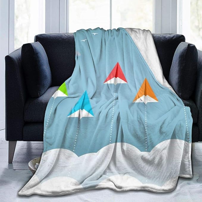 DHJRJON Colorful Cartoon Airplane UltraSoft Micro Fleece