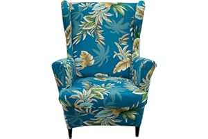 HAOYONG Velvet Wingback Armchair Covers 2-Piece Elastic Stretch Wingback Chair Sofa Slipcover Soft Wingback Chair Slipcover Washable Armchair Protector Cover for Living Room Wedding and Party