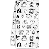 Jvpke Black and White Dog Dish Hand Towels for Kitchen Bathroom 16x24 - Dog Lover Gifts for Women Mom, Dogs Decor for Bathroom Home