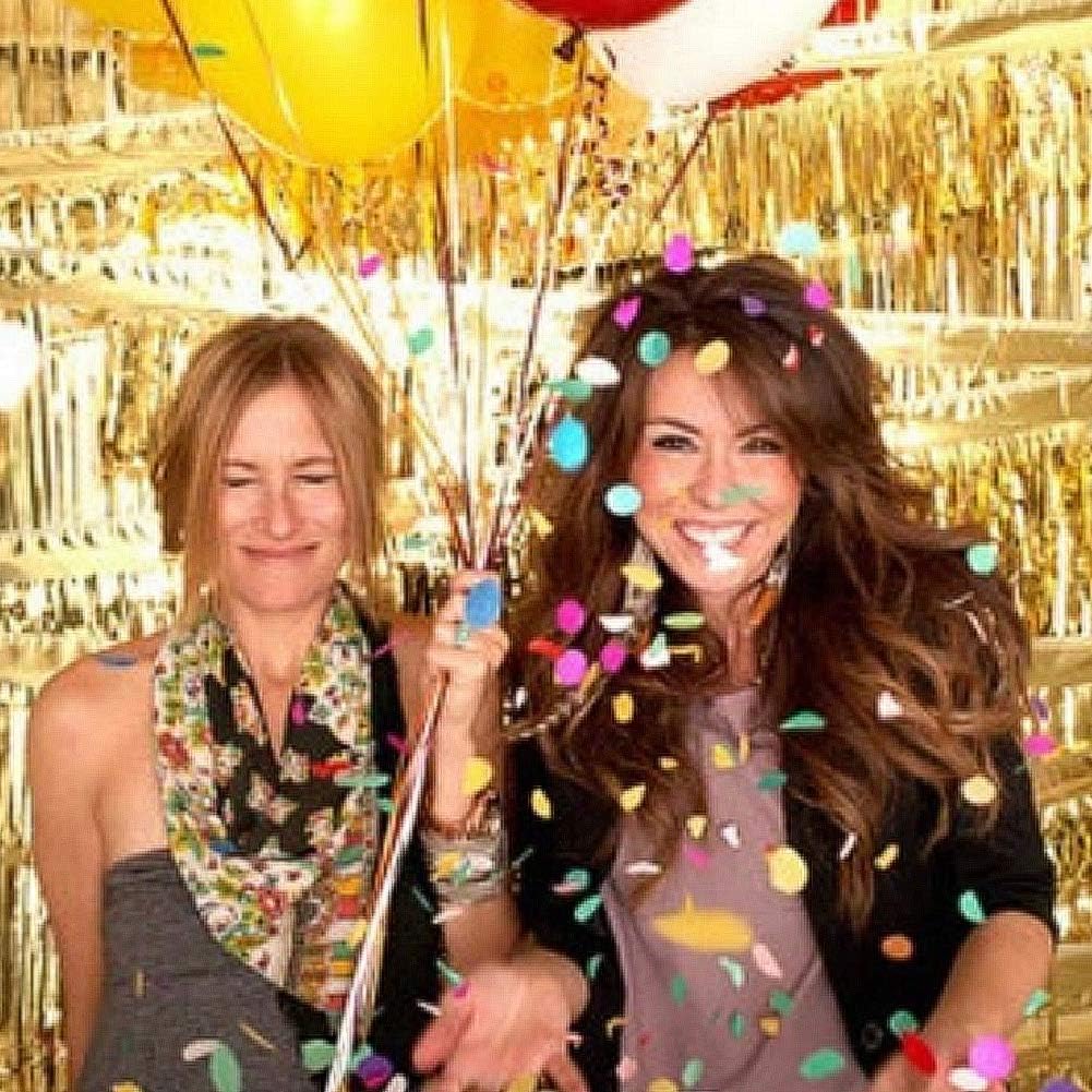 Twinkle Star Photo Booth Backdrop Metallic Tinsel Foil Fringe Curtains Environmental Background for Birthday Wedding Party Christmas Decorations (2 Pack, Gold): Kitchen & Dining
