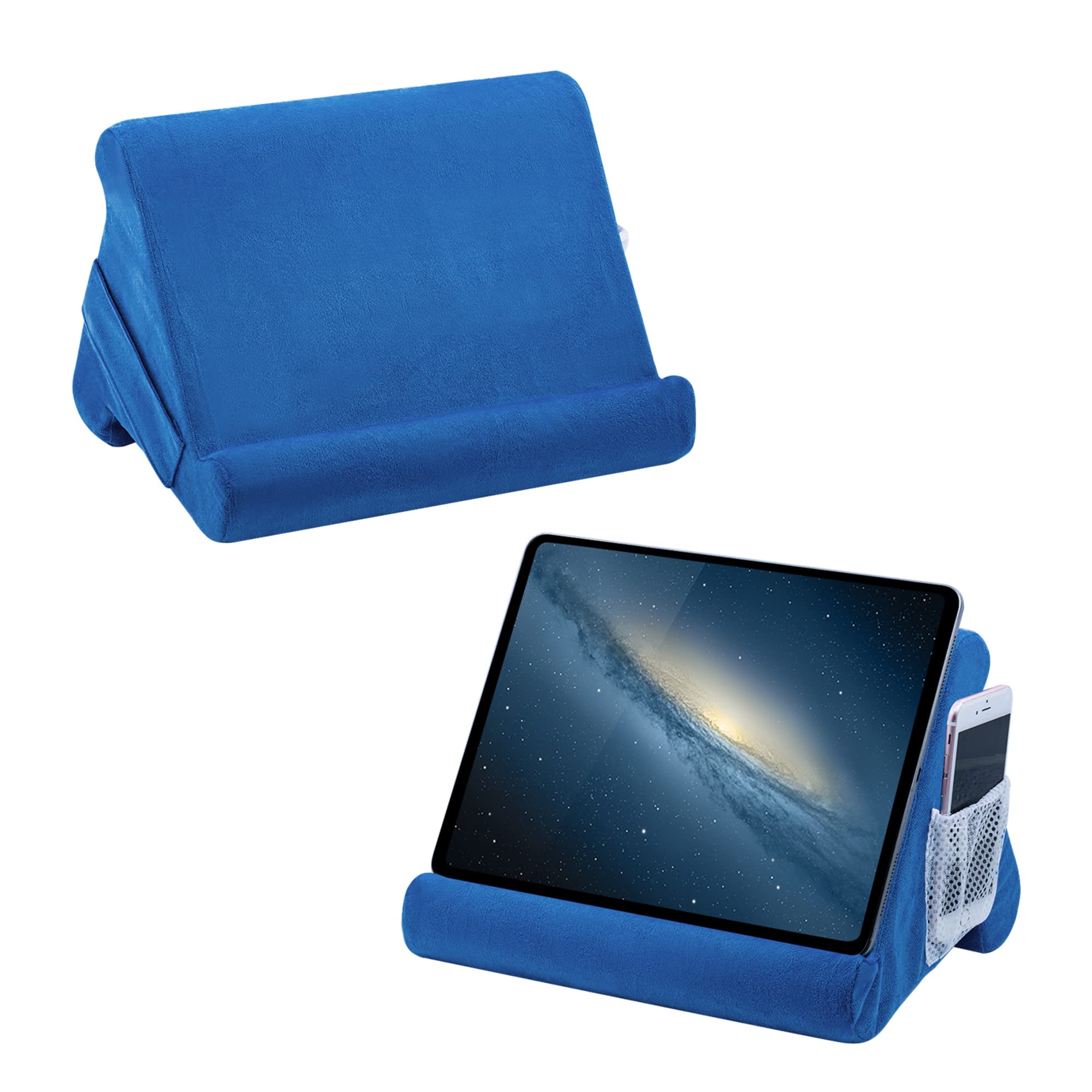 Mcbazel Tablet Pillow Stand for IPad Cushion Stand, Soft Multi-Angle Phone Pillow Lap Holder for Tablet/iPad/E-Reader - Blue