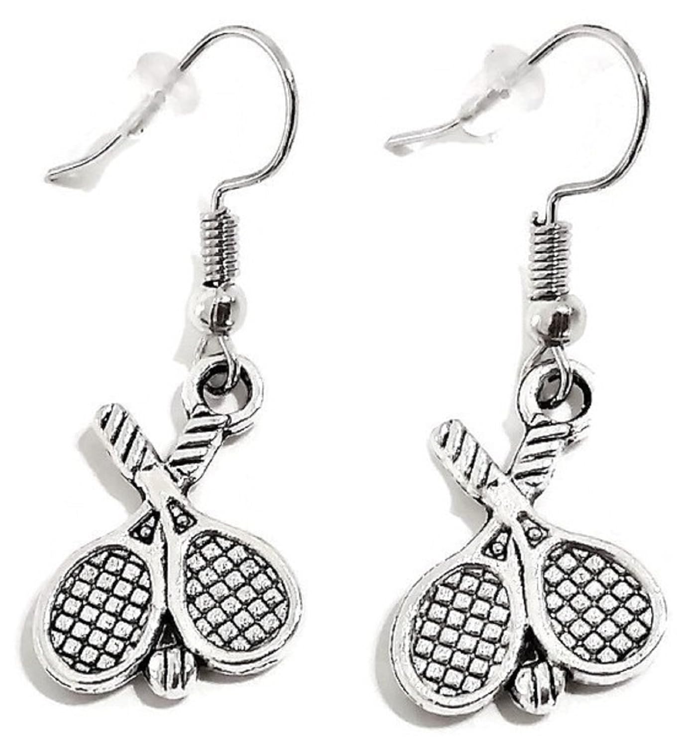 Tennis earrings Tennis jewelry Sports earrings Gift for Tennis players Gift for sports lovers Tennis charm Tennis dangling earrings