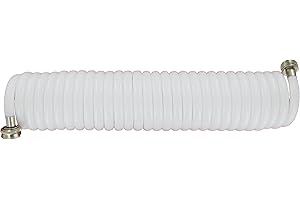 Plastair SpringHose Drinking Water Safe Coil Hose Flexible Recoil Garden Hose - Lightweight Corrosion Resistant Coiled Garden Hoses, Retractable White Garden Hose 3/8 in by 25-Foot Made in Canada