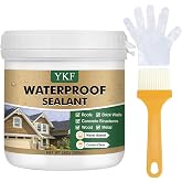 YKF Transparent Waterproof Sealant, Self-Leveling Clear Coating, 16 Fl Oz | Long-Lasting Waterproofing For Cracks, Seams, Roof Joints, Gutters, Walls, And Bathroom Edges; Water-Based Acrylic Formula