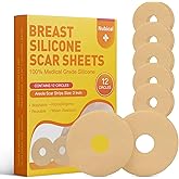 Silicone Scar Sheets for Breast 12 Pack - Medical Scar Removal Sheets - Silicone Sheet Breast Post Surgery Supplies for Scars Treatment - Areola Gel Circles (3 IN)
