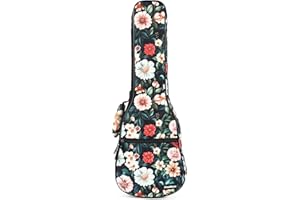 CloudMusic Ukulele Case Gig Bag Padded Backpack For Concert 23" Inch(Concert, Floral Happiness)