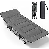 ATORPOK Camping Cot for Adults with Cushion and Pillow, Portable Folding Bed for Sleeping, Lightweight Tent cot with Carry Ba