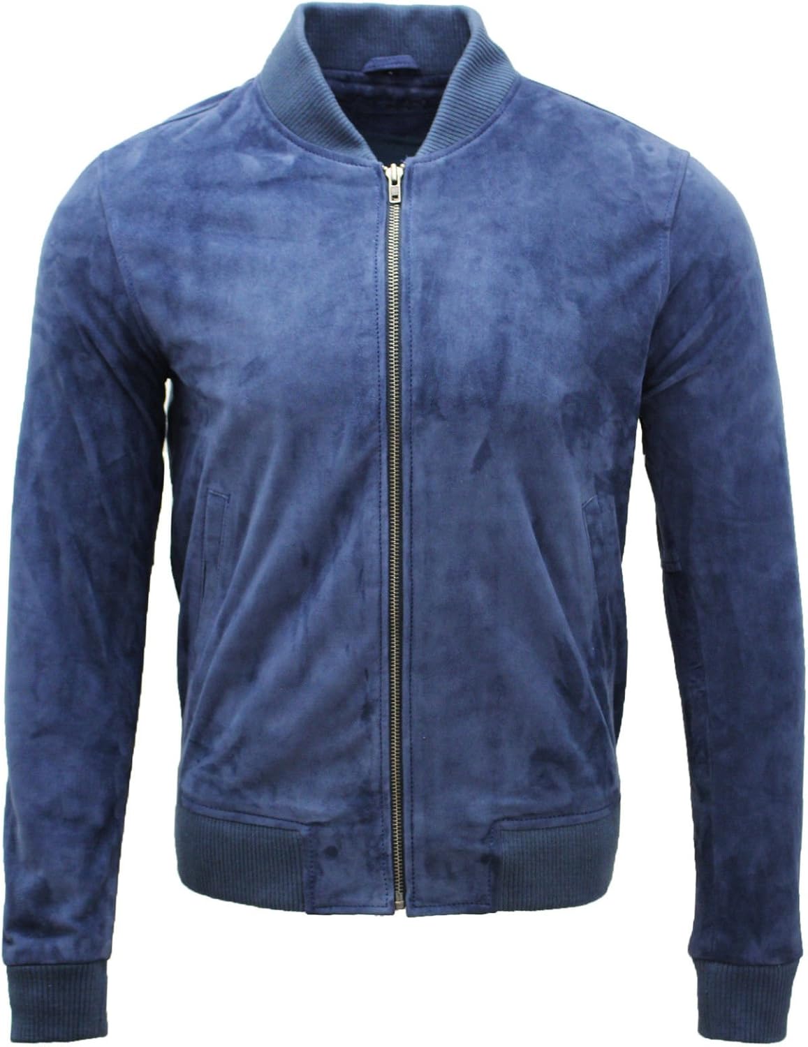 Infinity Men's Varsity Blue Leather Suede Bomber Jacket at Amazon Men’s ...