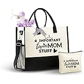 InnoBeta Twin Mom Gifts Canvas Tote Bag, with Top Zipper Closure and Shoulder Strap for Birthday, Mother's Day, Christmas