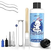 Craft Glue 4oz with Precision Tips | Quick Dry Clear Strong Permanent Tacky Glue for Fabric & Paper Crafts, Scrapbooking, Car