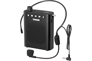 TONOR Portable Voice Amplifier for Teachers, Rechargeable Wireless Megaphone Speaker with Wired Microphone Headset and Waistb
