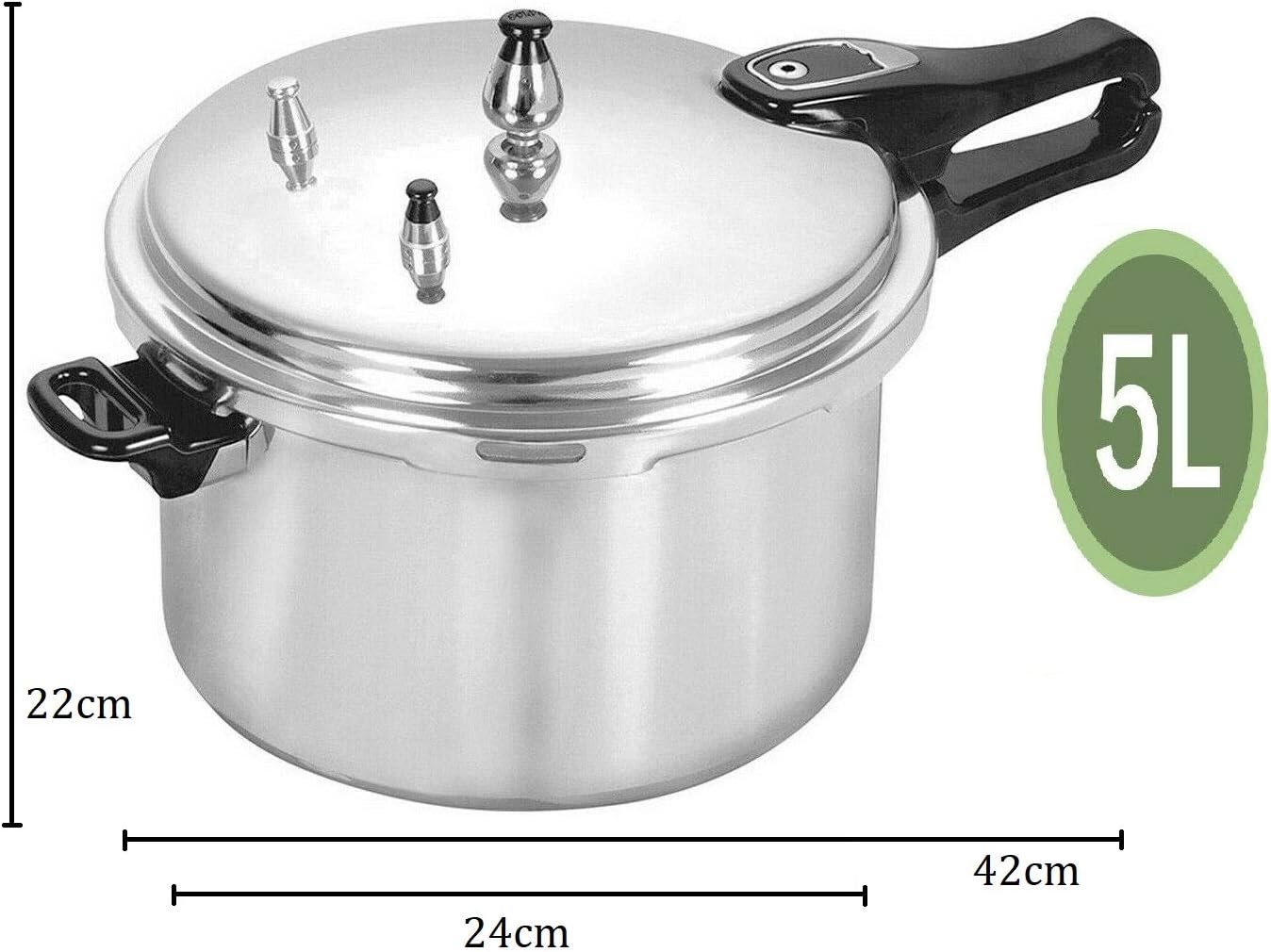 Pressure Cooker Induction Hob Aluminium 5L Kitchen Cookware