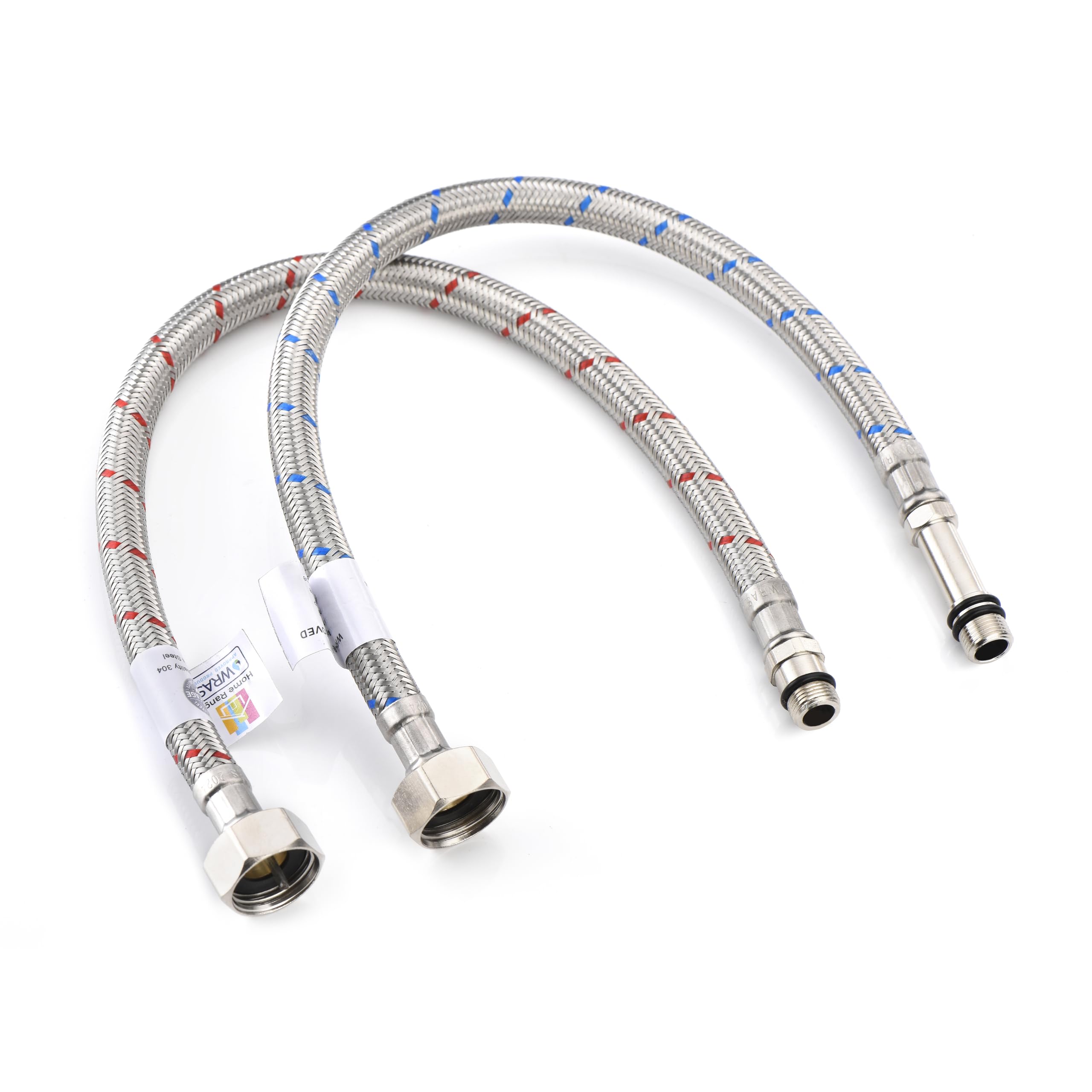 Home Range 400mm WRAS Approved 2 x M12 x 1/2” |5 Lengths| BSP Flexible Hose Pipe Tails, Replacement Kitchen Sink/Bathroom Basin Monobloc Tap Connectors, 304 Stainless Steel Braided Flexi Pipes