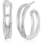 Nine West "Metal Drops" Silver-Tone Crossover Hoop Earrings