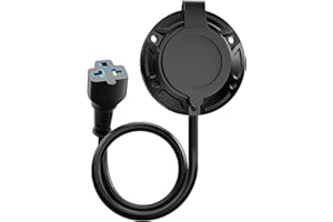 HULKGOO Heavy-Duty 20A 125V RV Shore Power Inlet Plug with 16" Extension Cord, 5-in-1 T-Blade Adapter, Waterproof Outlet Box & Cap for RVs Trailers Boats - Outdoor Electrical System (12AWG)