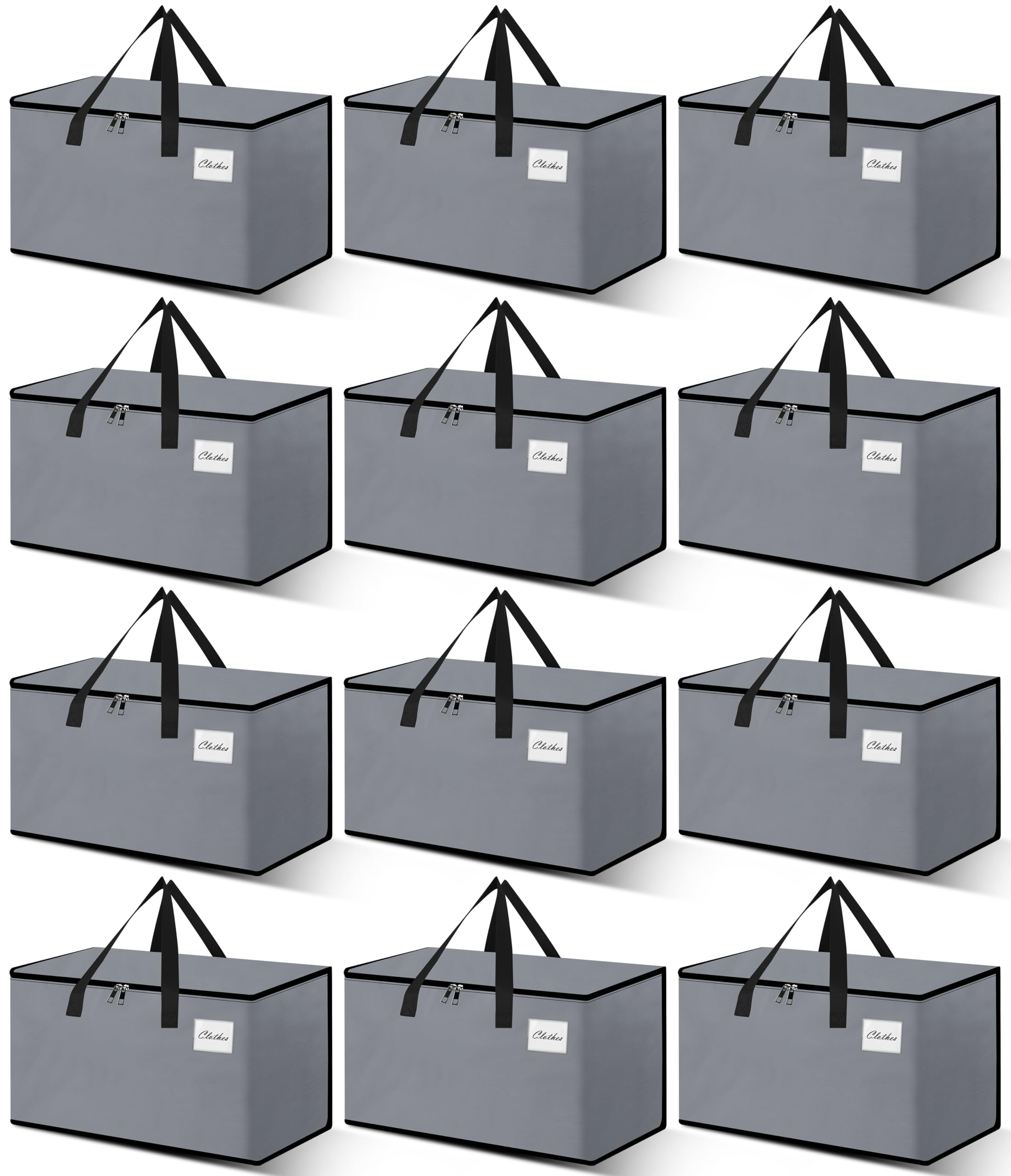 NATURELUX Heavy Duty Moving Bags - Extra Large Packing Bags and Storage Totes, Collapsible and Foldable Option for Moving and Storage, Grey, 125 L - 12 Pack Image
