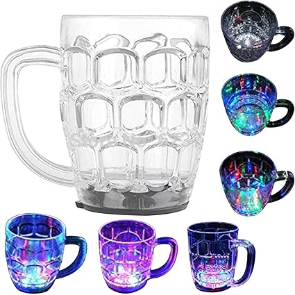 Casotec 7 Oz Automatic Light When Pour Water LED Light Up Drinkware Plastic Tumbler Cups