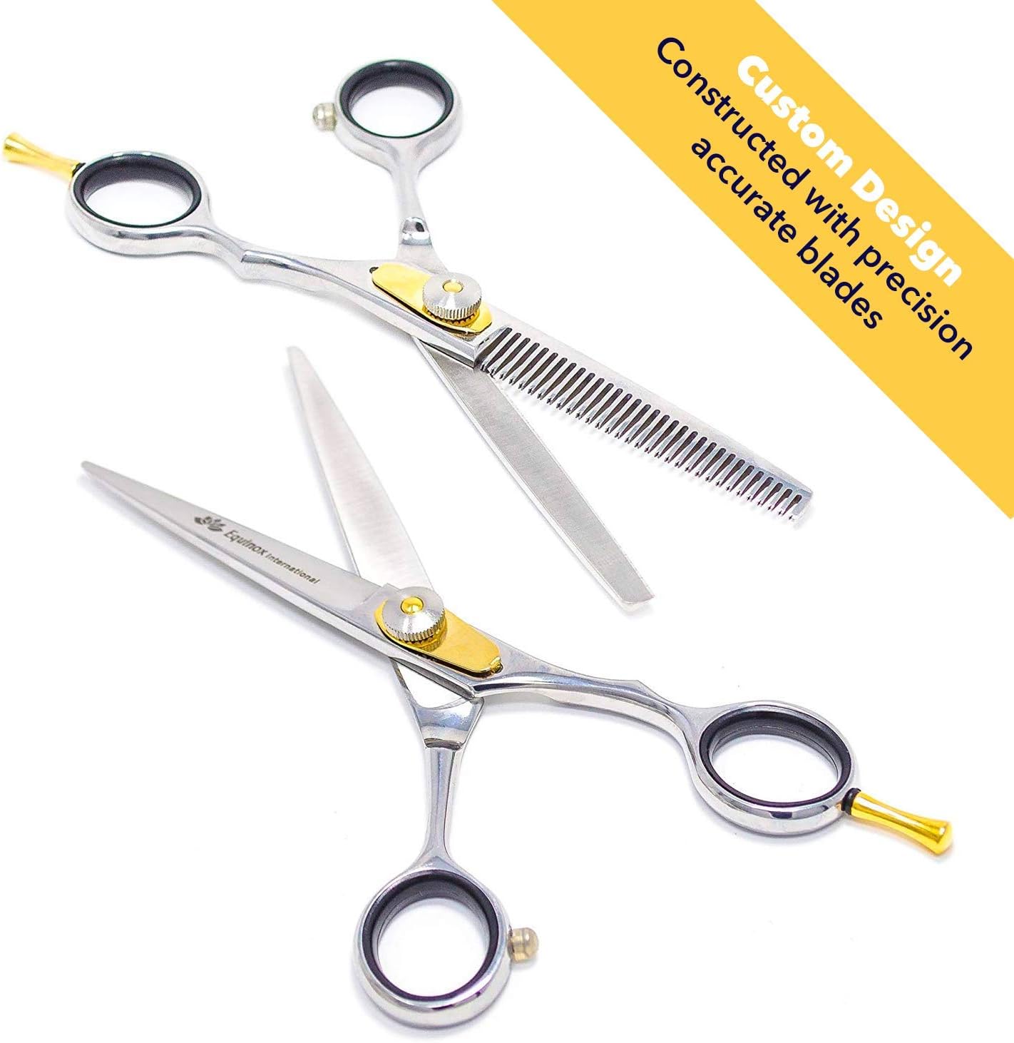 Equinox Professional Razor Edge Series - Hair Cutting and Thinning/Texturizing Scissors/Shears Set - 6.5 Inches - Stainless Steel: Health & Personal Care