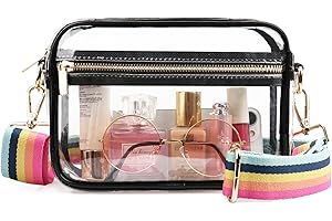 WEDDINGHELPER Clear Crossbody Bag, Clear Bag Stadium Approved Clear Purse with Adjustable Strap for Sports Concerts Festivals