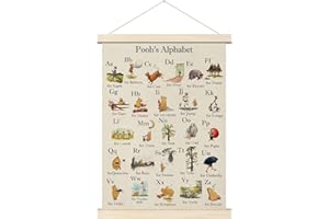 Tillfuru Winnie Alphabet Hanger Frame, Classic Pooh Wall Decorations, Nursery Wall Decor, Pooh's ABC Poster Alphabet Wall Decor, for Classrooms Kid’s Rooms Living Rooms 12x16 Inch