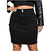 WDIRARA Women's Plus Size Stretchy Bodycon Denim Cargo Skirt High Waisted Short Jean Skirts