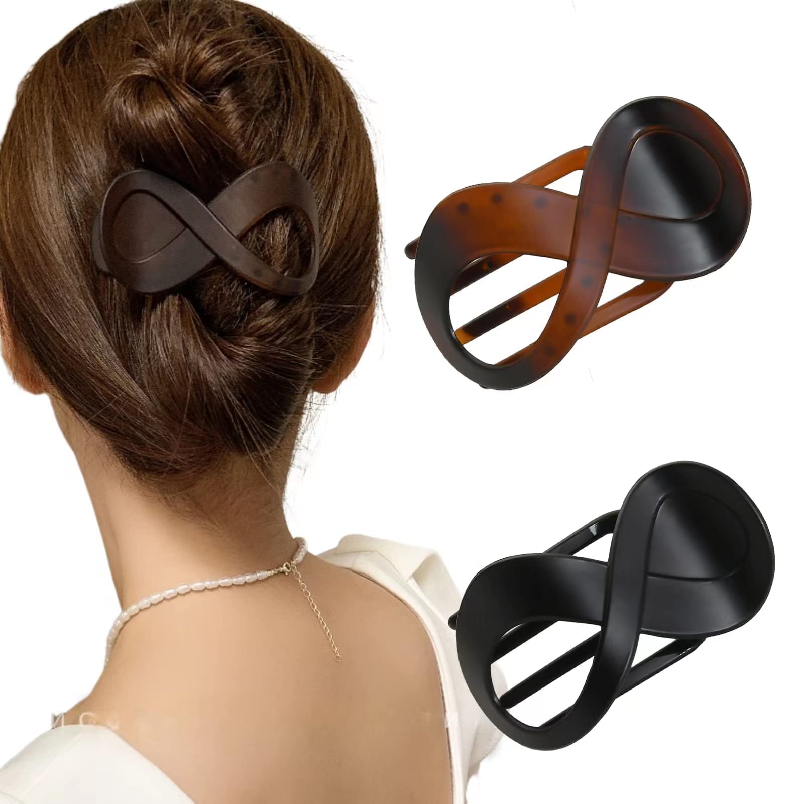 Large Black Hair Claw Clips For Women And Girl Thick Fine Hair Clamp Vintage Tortoiseshell Hair Accessories(Matte)