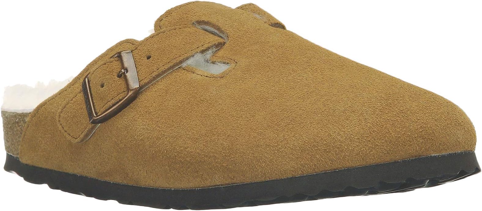 birkenstock boston wool lined mules in mink