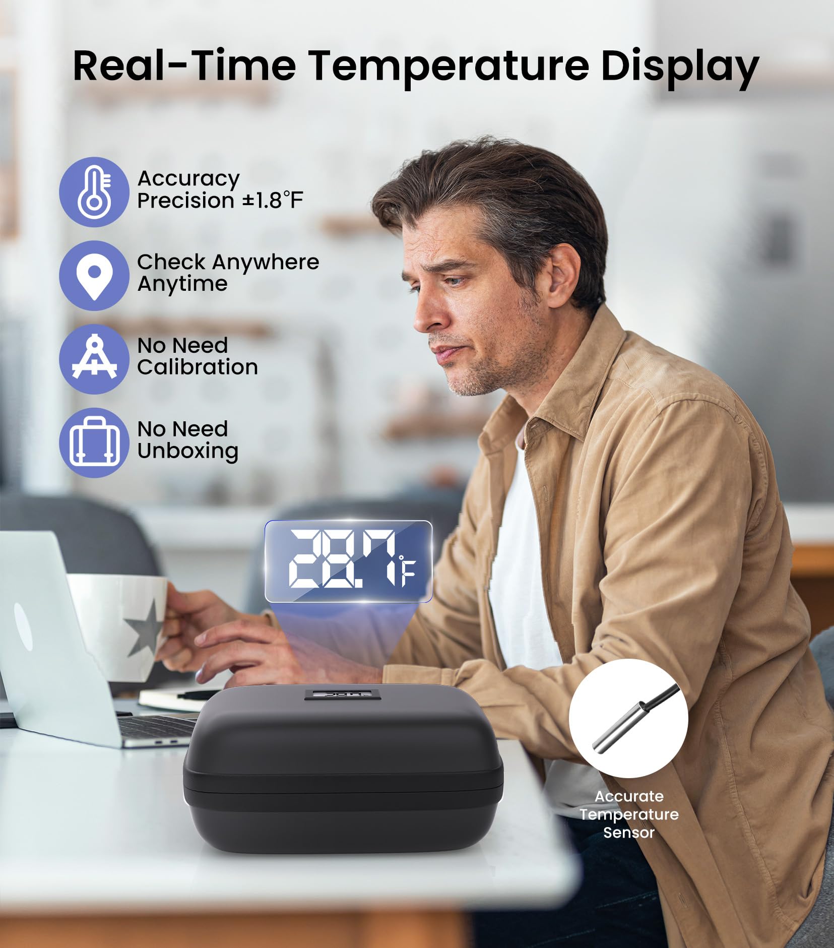 Insulin Cooler Travel Case with Temperature Display, TSA Approved Diabetic Cooling Bag for Insulin Pens and Supplies, Refrigerated Medicine Organizer with 2 Ice Packs